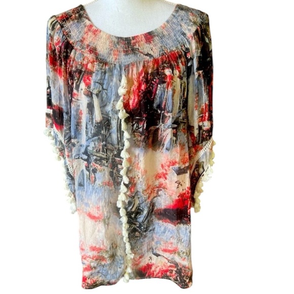 Urban Mangoz ladies, large pullover, top tassel sleeves and front colorful - Picture 1 of 12